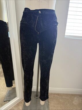 Black Crushed Velvet High-Rise Pants